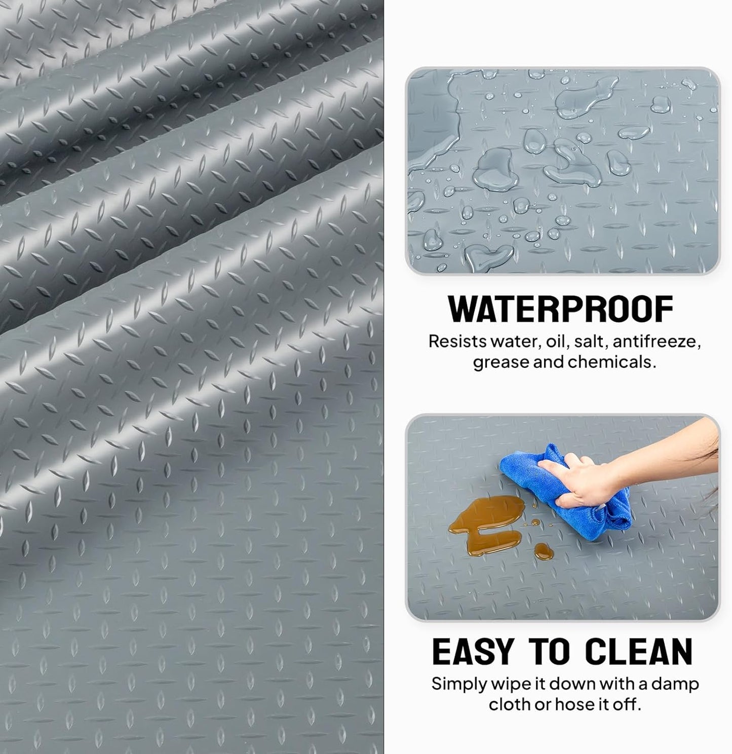 TUFFIOM 7.5x22 FT Garage Floor Mat, Thickened Diamond Plate PVC Garage Mats Flooring Roll for Under Car, Garage Parking Mats for Floor Large SUVs, MPV, Pickup Truck, RV