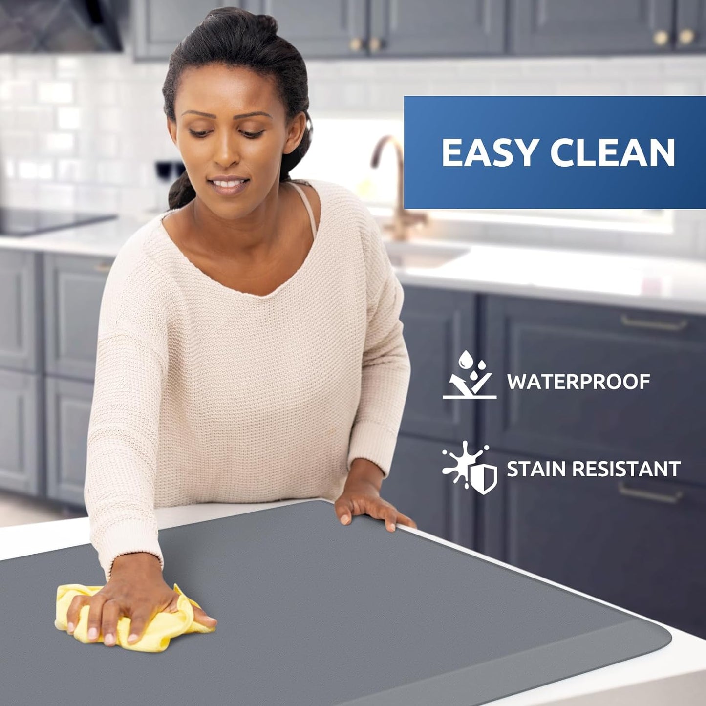 KitchenClouds Kitchen Mat Cushioned Anti Fatigue Rug 22"x72" Waterproof, Non Slip, Standing and Comfort Desk/Floor Mats for House Sink Office (Grey,0.8inch)