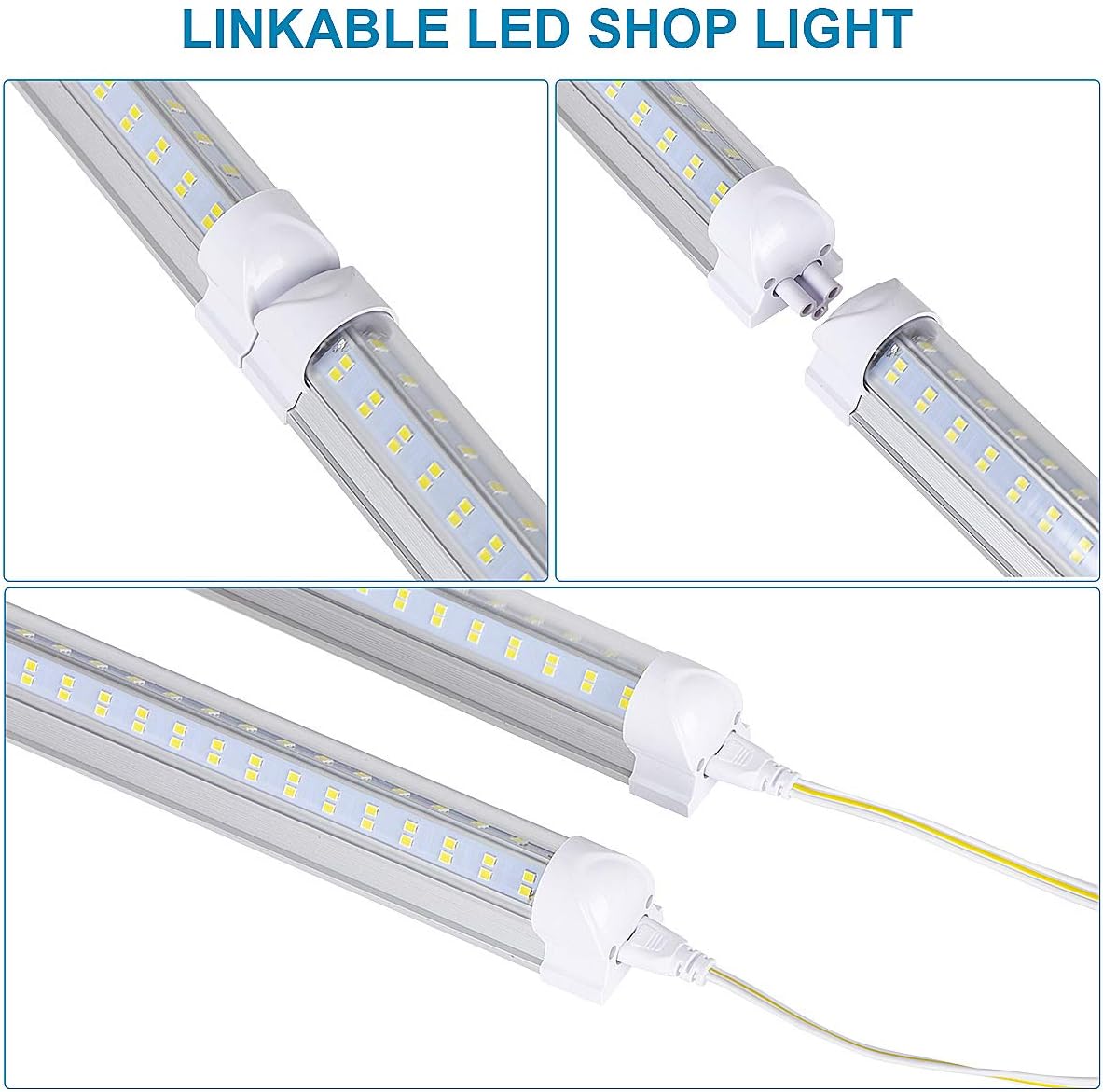 4 Pack,Led Shop Lights, 2FT Led Shop Light,30W 6000K 3500LM Clear White,Led Shop Light 2FT 110V Linkable Integrated V-Shape for Shop Garage,Warehouse