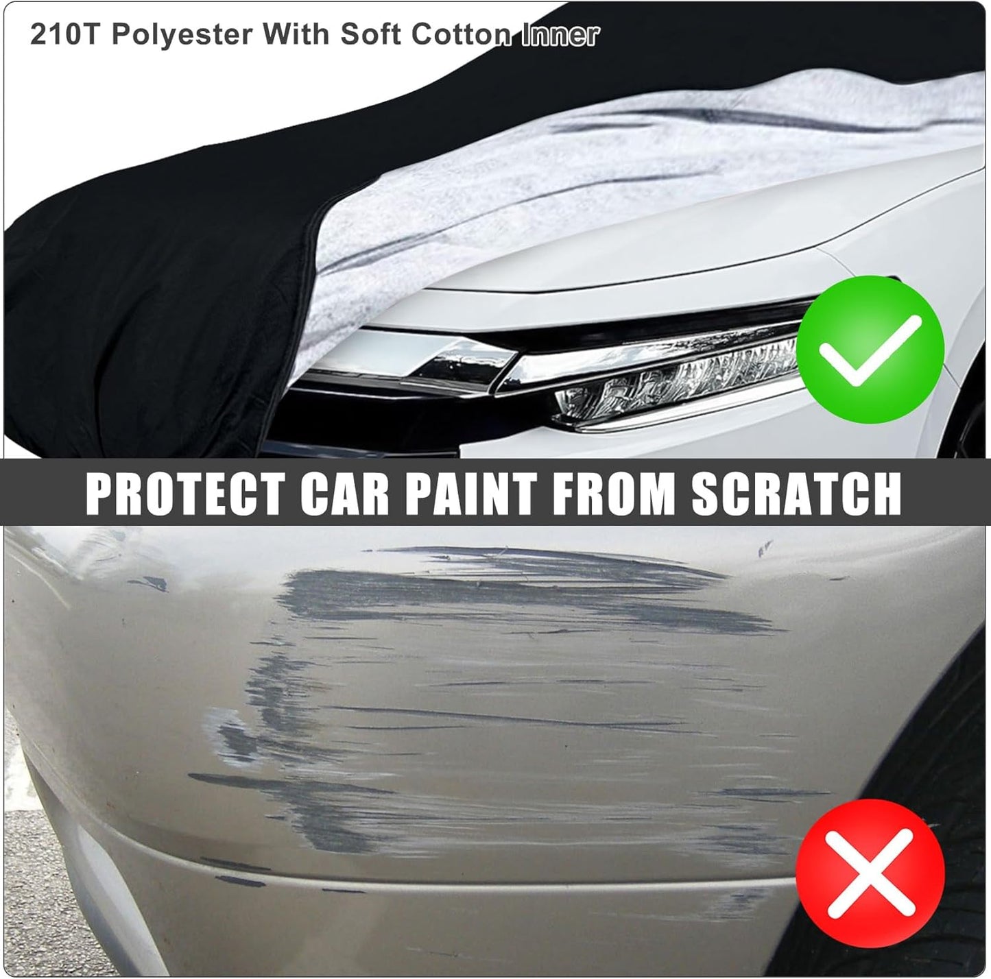 Waterproof Car Cover Compatible with Toyota Corolla Sedan Accessories 2004-2025, Black 210T Inside Cotton Cover with Door Zippers for Snow Rain Dust Outdoor Protection