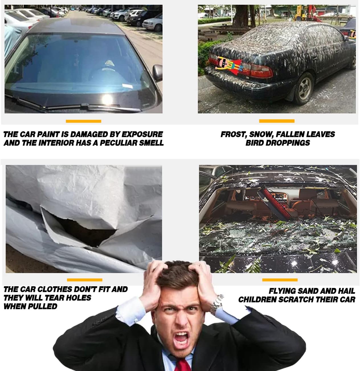 TUCAREST 6-Layers PEVA Premium Full Car Cover Fit for SUVs MPV Pickup Sedan hatchback Rain and snow protection, sun protection, UV protection, and protection of car paint surfaces-Silver Grey -Up 189"