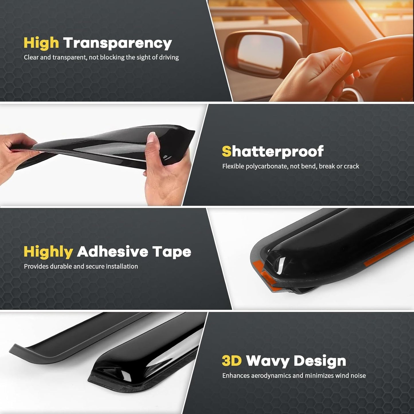 4 PCS in-Channel Window Rain Guards for 2023 2024 2025 Honda CRV (CR-V), Sturdy Window Deflectors, Smoke Tinted Vent Window Visors, Vent Deflector Sun Visor Shade Shield