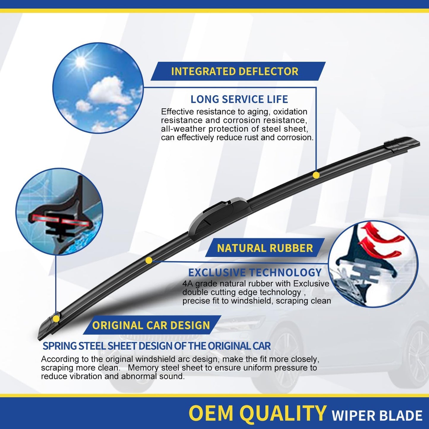 3 wipers Replacement For 2019 2020 2021 2022 2023 Toyota Rav4 Windshield Wiper Blades Original Equipment Replacement - 26"+16"+12" (Set of 3) U/J HOOK