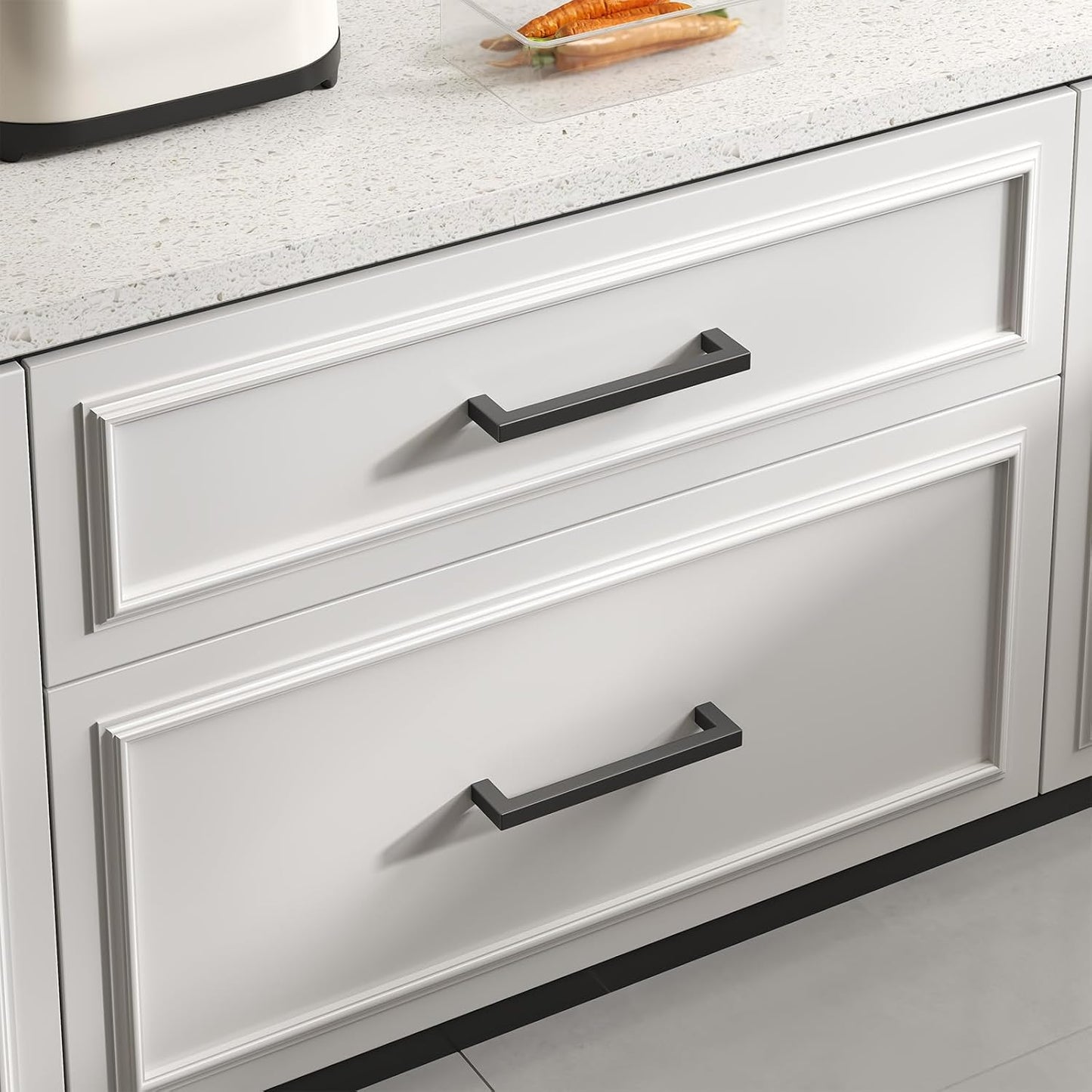 goldenwarm 15 Pack Black Drawer Pulls 3 3/4 Inch Black Kitchen Cabinet Handles Stainless Steel Modern Cabinet Hardware for Cupboard Kitchen