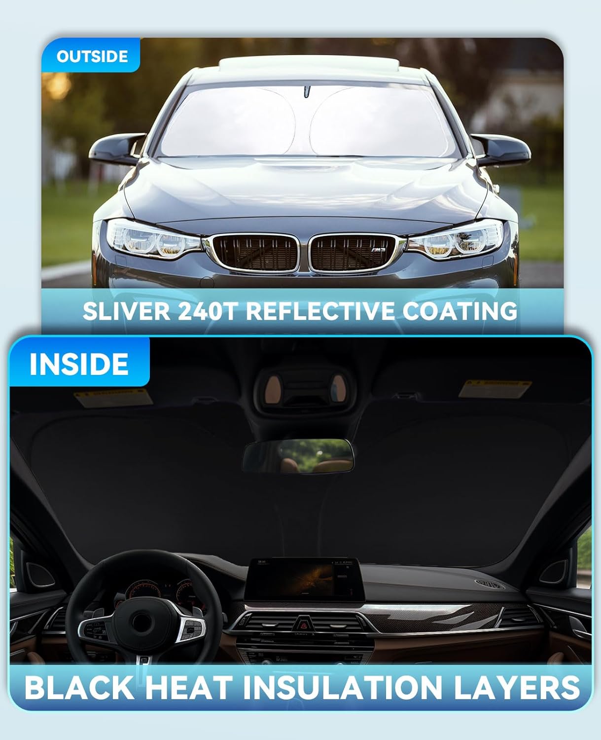 Sun Shade Windshield Sunshades Cover for 2011-2018 Dodge RAM 1500 2500 3500 Truck Accessories Custom Fits 2Dr RegularCab, 4Dr QuadCab, CrewCab, MegaCab Foldable Window Shields Sun Visor Protector