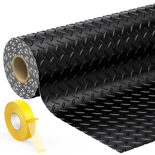 7.8 x 18 FT Garage Floor Mats for Under Car, 2.8mm Thickened Rubber Garage Flooring Roll, M Size 140.4 SQFT Garage Car Mat for Mid-Size SUVs, Sports Car, Black