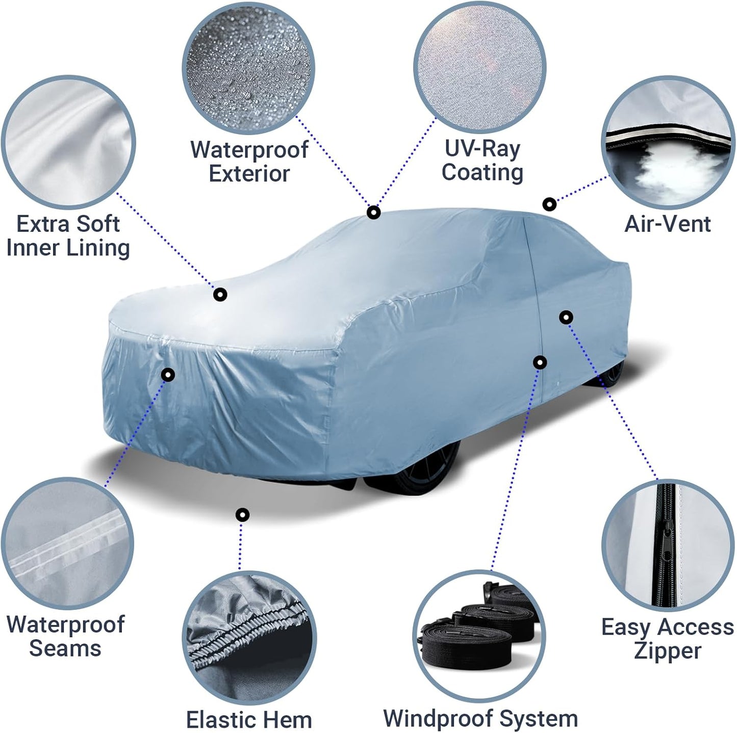 iCarCover Fits 1949-1954 Pontiac Chieftain Car Cover Automobiles Form-Fit Padded Full Exterior Waterproof Automobiles Protection Covers