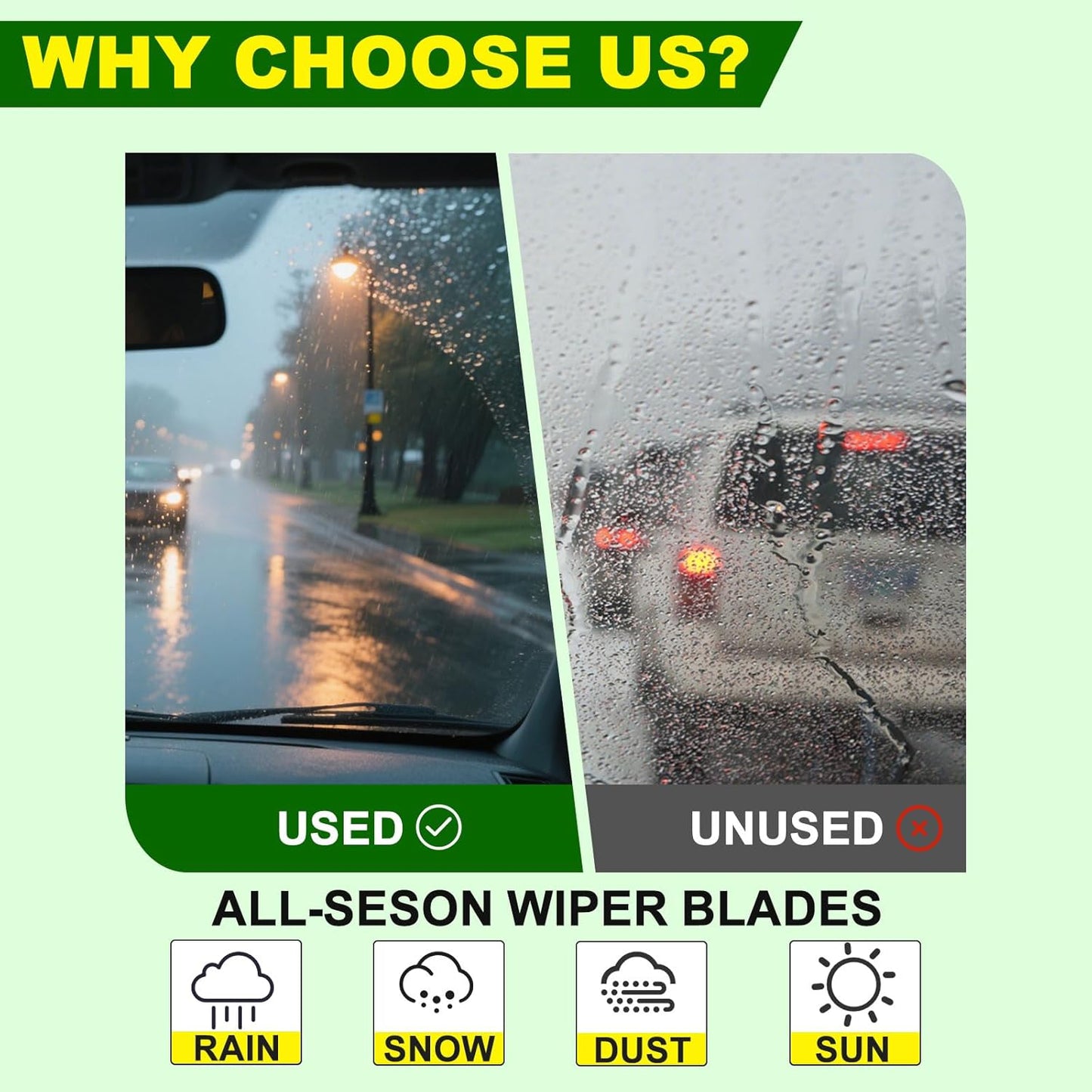 QUALITY 24in + 14in Premium All-Season Windshield Wiper Blades for Original Equipment Replacement(Set of 2)