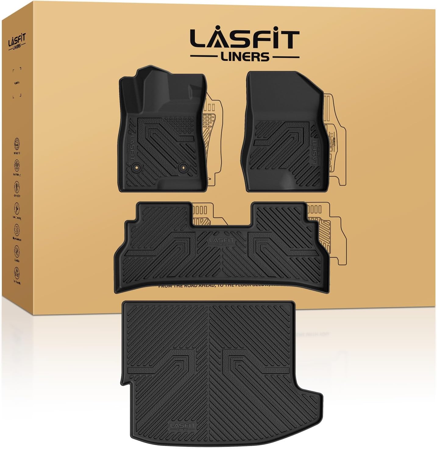 LASFIT Floor Mats & Cargo Liner for Chevrolet Chevy Trax 2024-2026, All Weather TPE Custom Fit Floor Mats for Cars, Car Floor Mats Full Set for Chevrolet Trax Accessories, Black (4PCS)