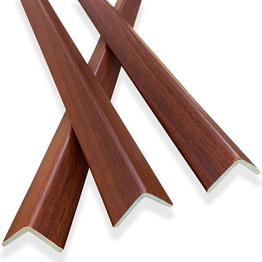 6 Pcs 49" Wall Corner Protector Trim, Walnut Wood Grain Edge Strip for Door and Window Frames Mirror Trim Backsplash Tile Edge (Walnut)
