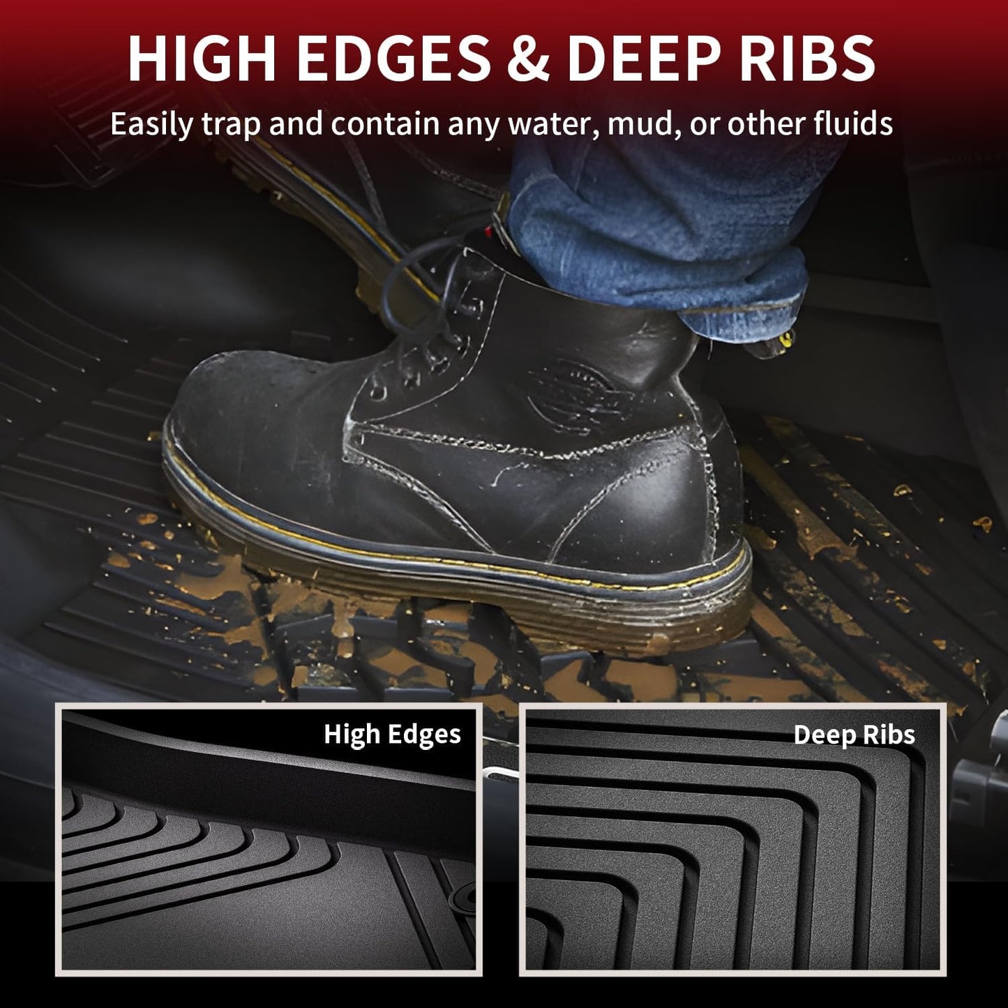 LASFIT Floor Mats for Honda Accord Sedan 2023 2024 2025 2026 (Include Gasoline & Hybrid), All Weather TPE Car Floor Liners,1st & 2nd Row, Black