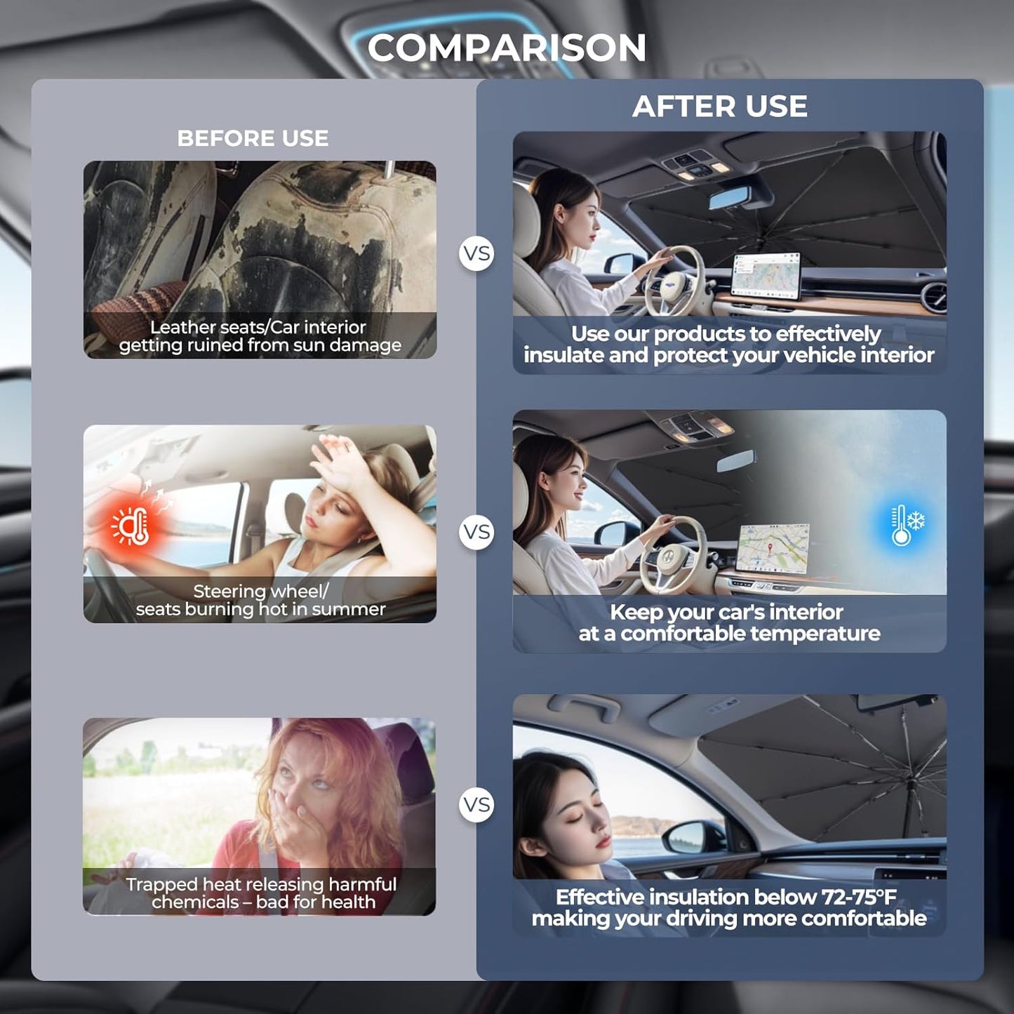 Windshield Sun Shade Umbrella for 2019-2025 Kia Forte Accessories: Custom Fit 210T Silver, Foldable Sunshade Front Window Sun Visor, Blocks UV Rays, Keeps Car Cool for FE/LXS/GT-Line/GT