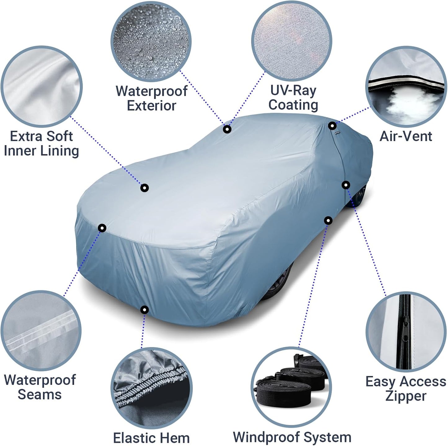 iCarCover Premium Car Cover for 1968-1979 Chevy Nova Heavy Duty Waterproof All-Weather Automobiles Custom Fit Indoor Outdoor UV Snow Protection Covers with Straps and Bag