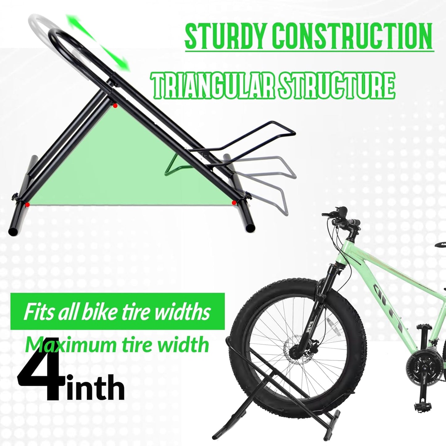 Folding Bike Floor Stand Rack, Portable Storage Bicycle Parking Rack for Garage/Home, Indoor Bike Stand Fit 16”-29” Mountain Road Bikes (2)