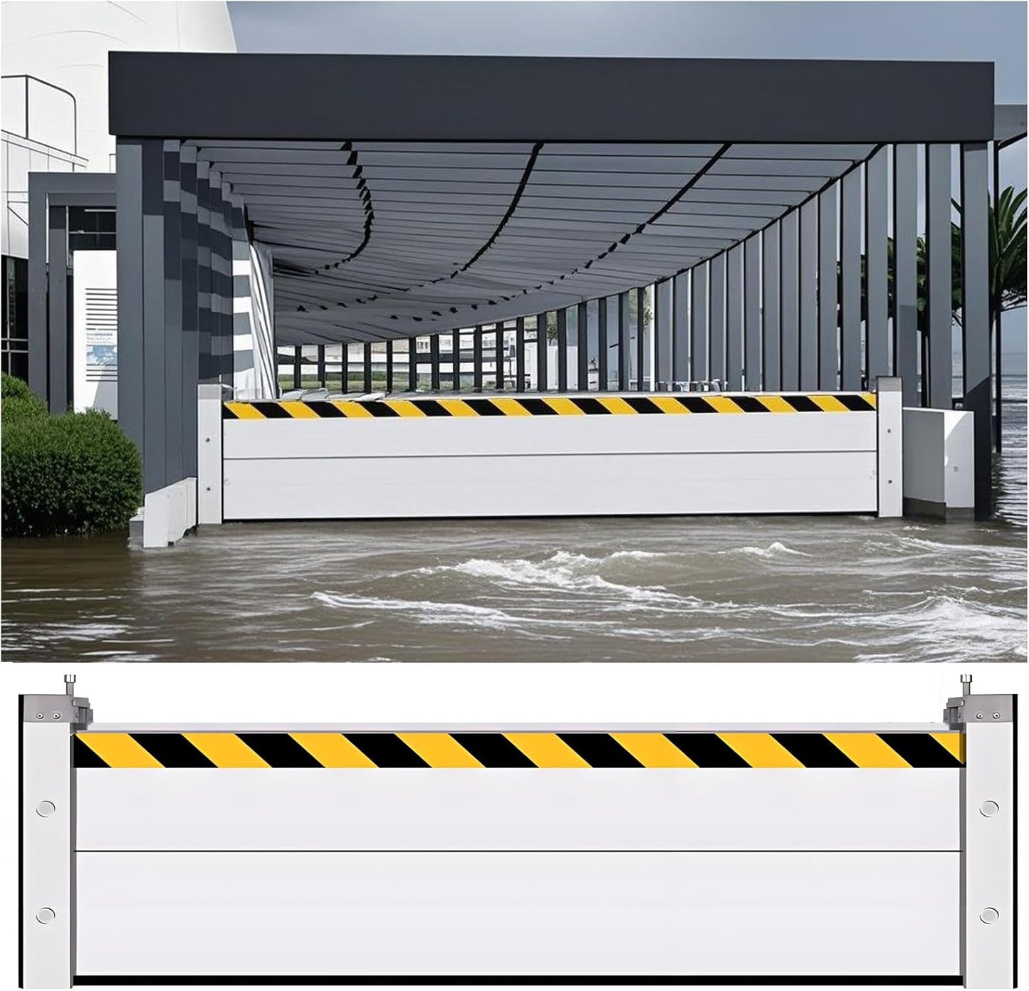 Flood Barriers for Home Exterior - Aluminum Alloy Outdoor Easy Flood Barrier Garage Doors Water Barriers for Flooding,H7.9 Inch/L9.5FT