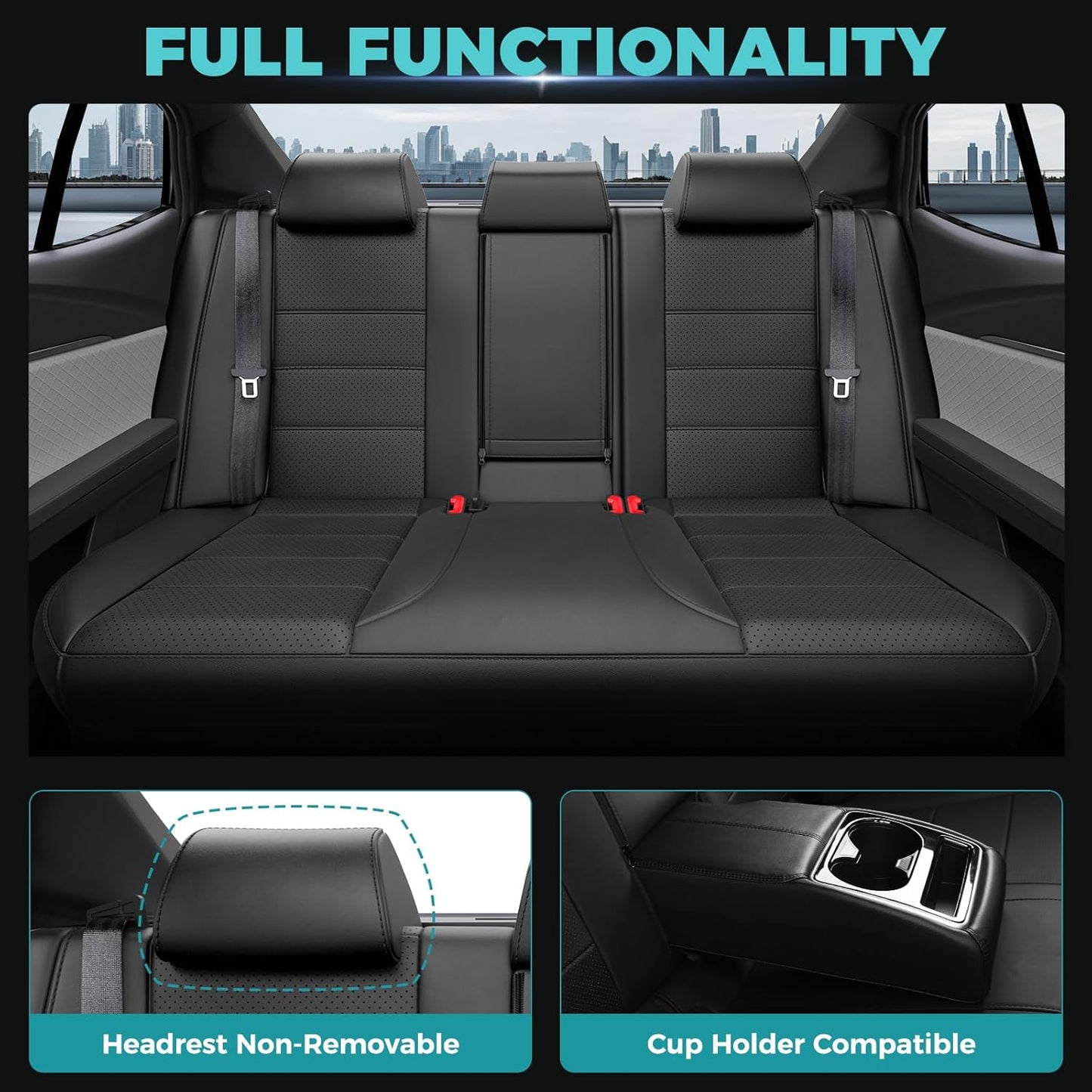 for Toyota Camry Seat Covers LE SE 2025 - Custom Fit Car Seat Covers Full Set, Leather Seat Covers for Cars, Waterproof Car Seat Cover, Black