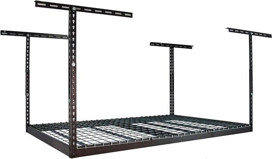 MonsterRax Overhead Garage Storage Racks 4x6, Ceiling Mounted Shelving, Adjustable Hanging Storage Organizer, Heavy Duty Steel, Holds 500 Pounds, Color: Hammertone, Adjusts 18"-33” off Ceiling