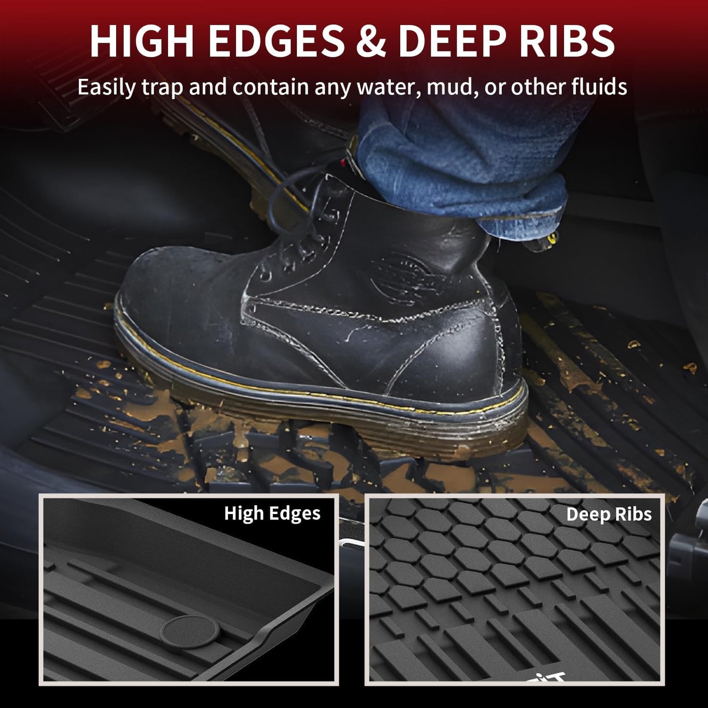 LASFIT Floor Mats&Trunk Mat for Toyota Sienna 8 Seats 2021-2024 2025 All Weather TPE Custom Fit Floor Liner for Sienna LE/XLE 8 Passenger (with Spare tire) Front&Rear Car Mat,Black