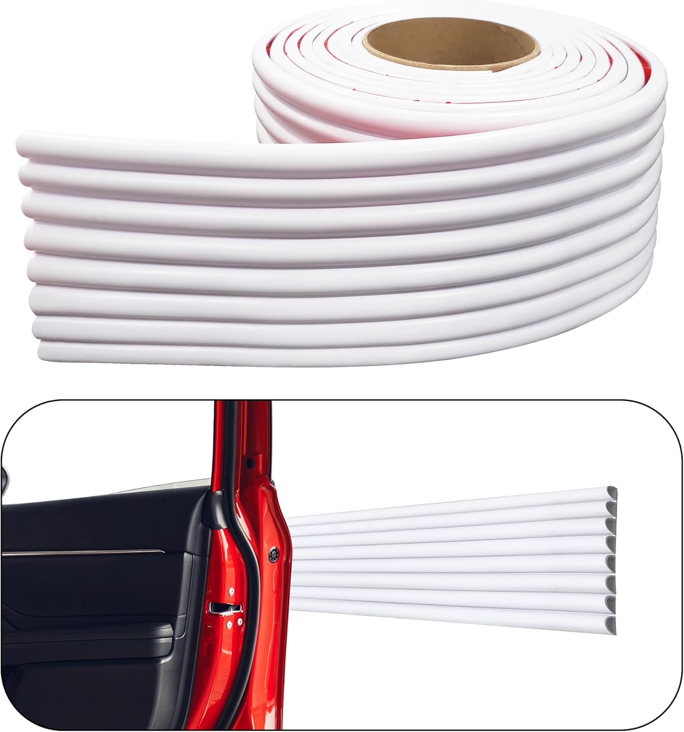 Rubber Bond Garage Wall Protectors - 4in x 12ft Strong Self-Adhesive Rubber Bumper Protectors for Garage Walls - Waterproof and Anti-Scratch Garage Wall Protector for Car Doors (White)