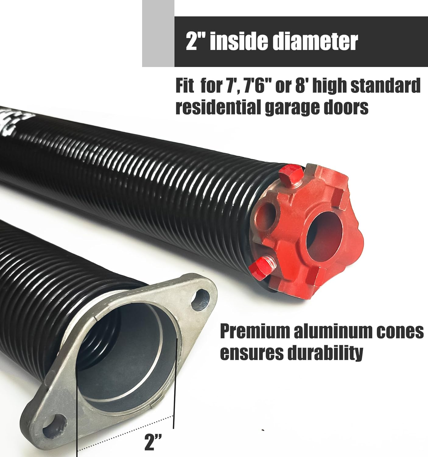 Garage Door Torsion Spring Set, Pair of 2" Electrophoresis Coated Garage Door Spring Replacement with 2 Non-Slip Winding Bars and Bearing, Minimum 16000 Cycles (.243x2x30")