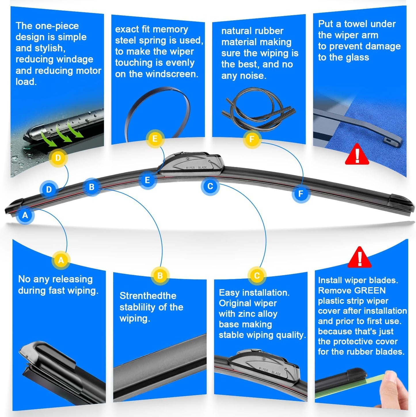 Windshield Wiper Blades Replacement for Jeep Wrangler JL 2018 2019 2020 2021 2022 2023 Original Factory Quality Front Rear Wipers Blade Set for My Car - 16" 16" 12" (Pack of 3)