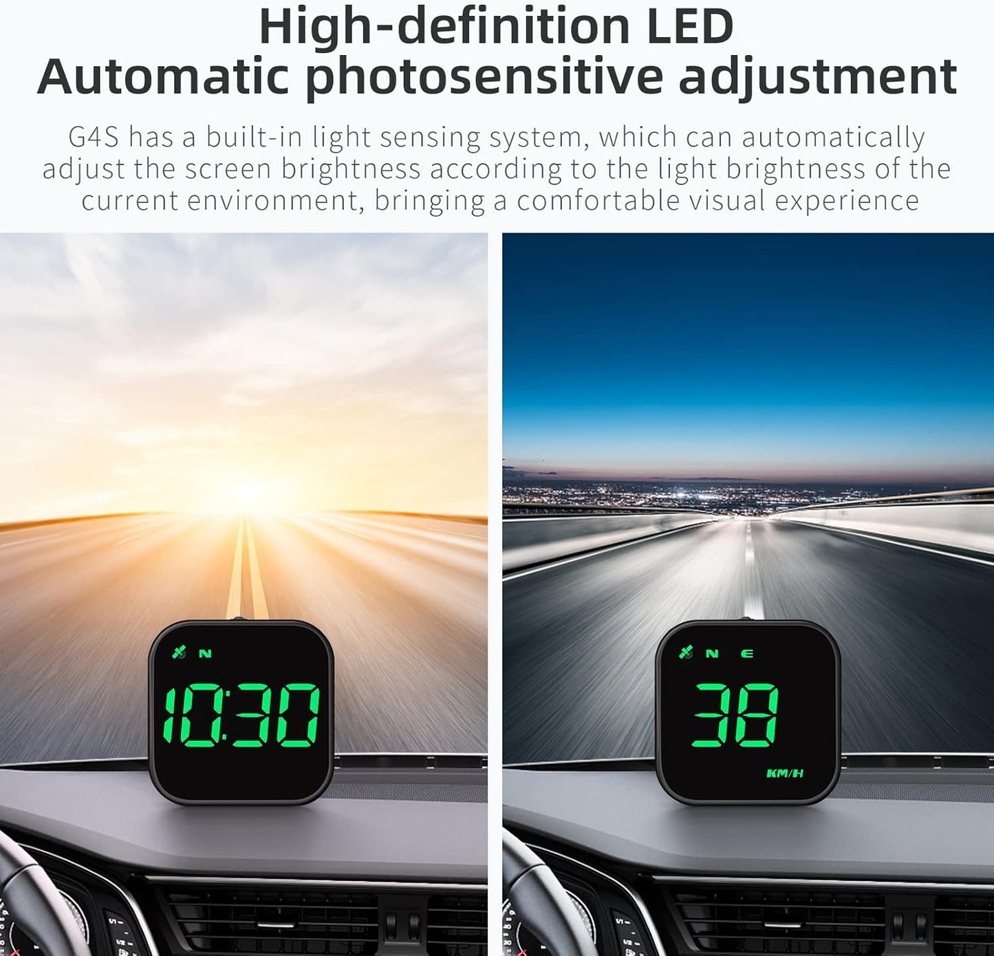 G4S Digital GPS Speedometer, New HUD Car Head Up Display with Digital Speed in MPH KPH, Universal for Cars Truck Electric Hybrid Automobile (G4S-Green)