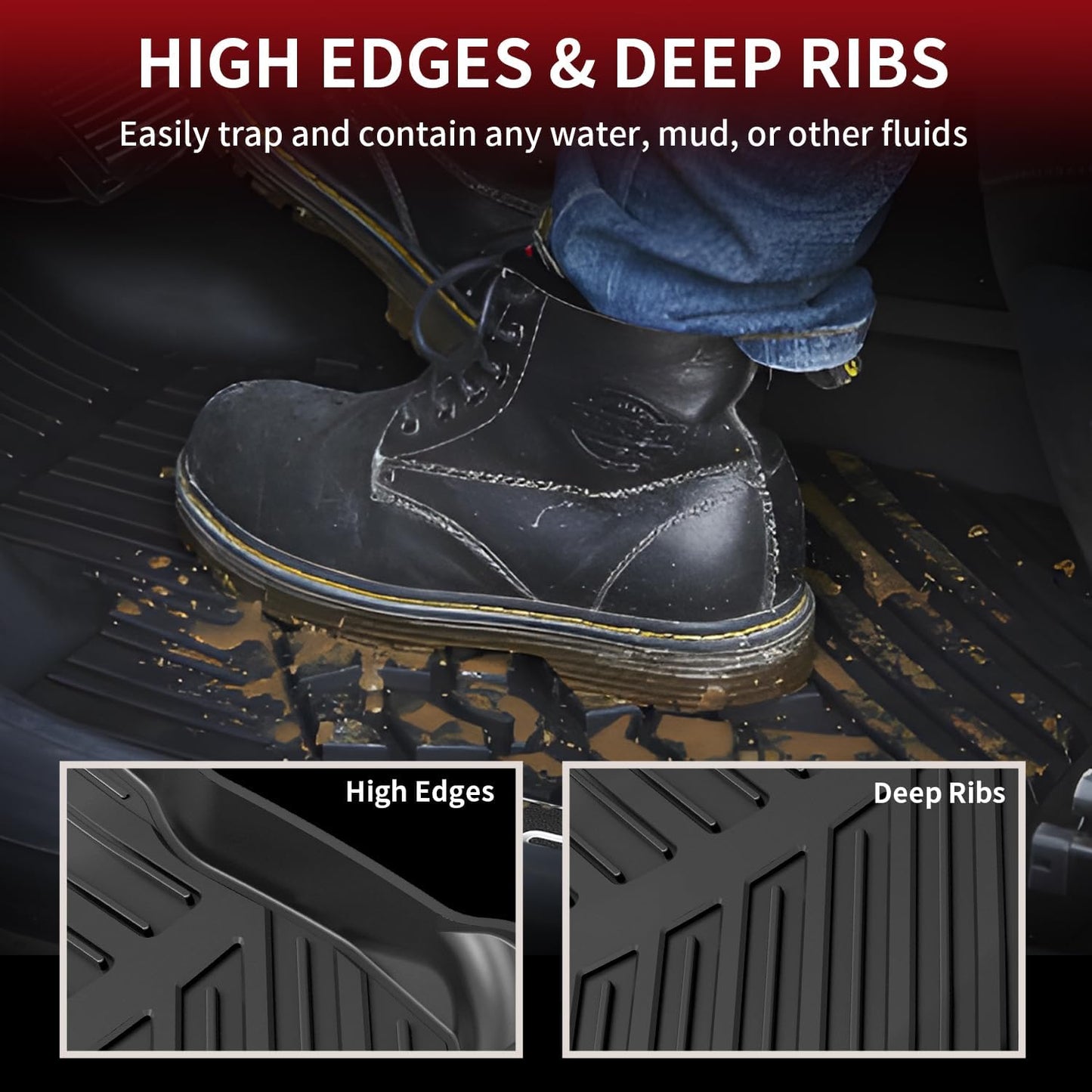 LASFIT Floor Mats for Toyota RAV4 2013-2018 (Not for Hybrid&Prime) All Weather Floor Liner for rav4 LE/XLE/SE/Limited TPE Custom Fit Mats for Toyota RAV 4 Car Mats Front&Rear 2 Row Mats,Black