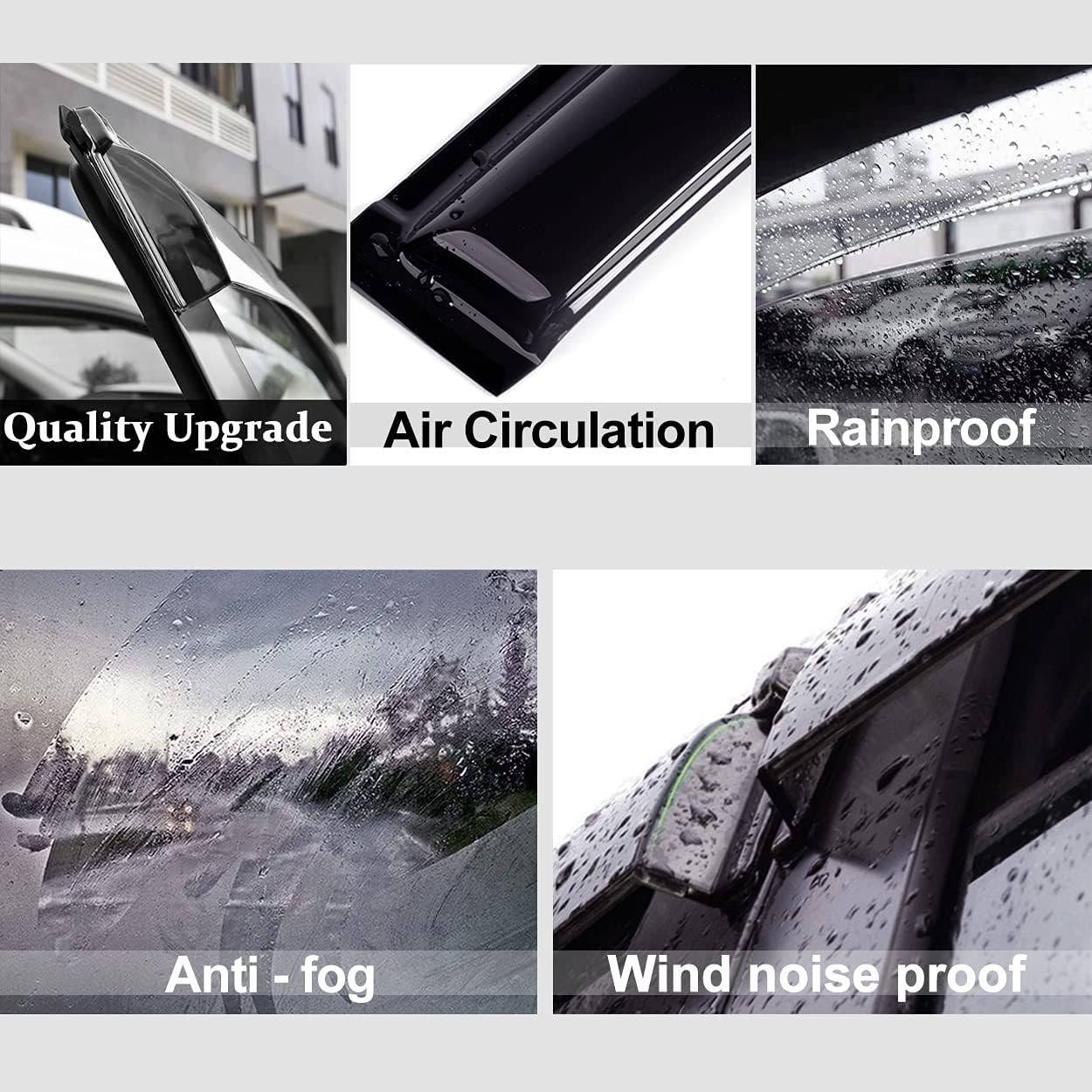 94858 Side Window Wind Deflector,4pc Outside Mount Style Nice Sun Rain Guards Set,Window Visor fit for 2004-2015 Nissan Titan Crew Cab