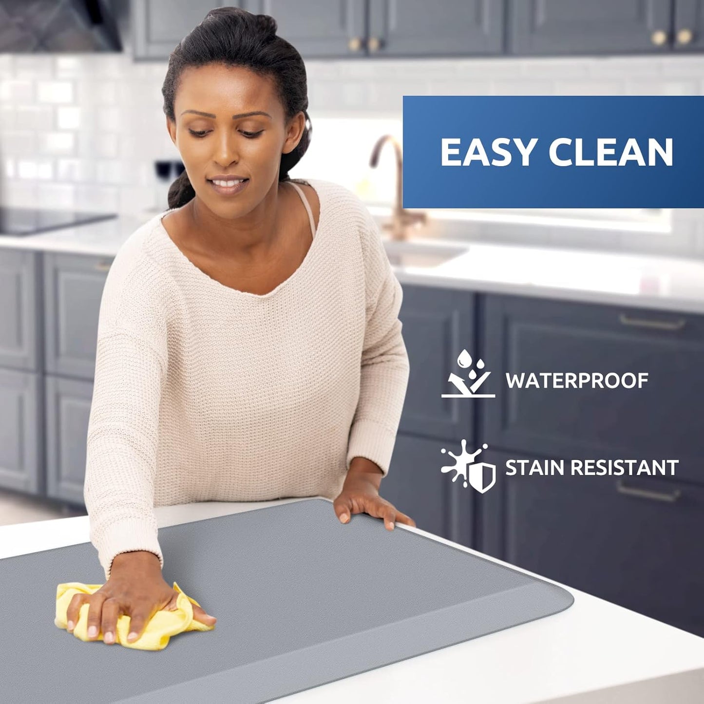 KitchenClouds Kitchen Mat Cushioned Anti Fatigue Kitchen Rug Non Slip Standing Mat Comfort Floor Mats for Sink Office (17.3"x 28"-0.8inch, Grey)