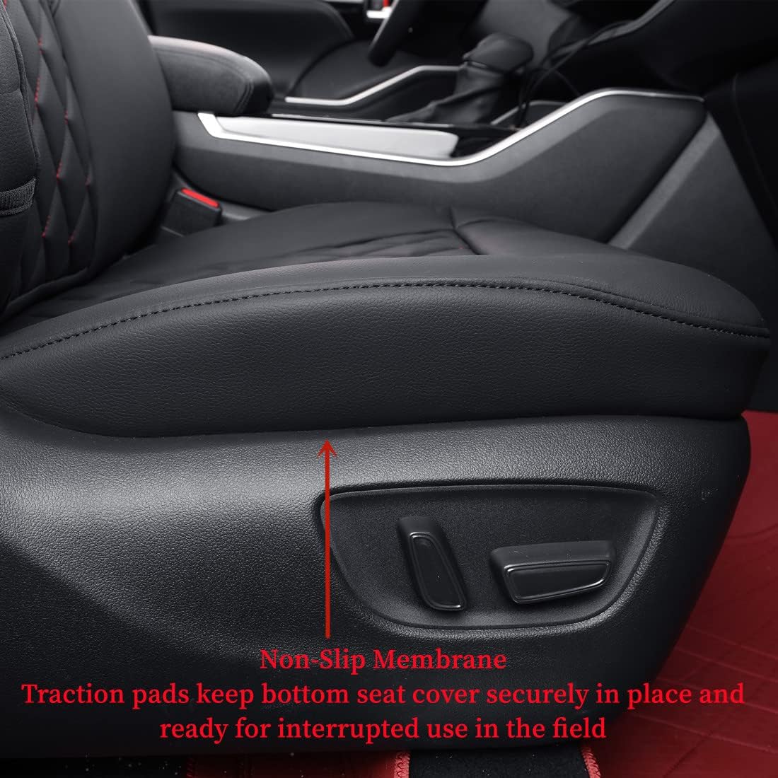 coverdream Custom Seat Covers Compatible with Select Toyota Camry SE,SE Sport,XSE 2012 2013 2014 2015 2016 2017 Models - Leatherette (Black/Red,Full Set)