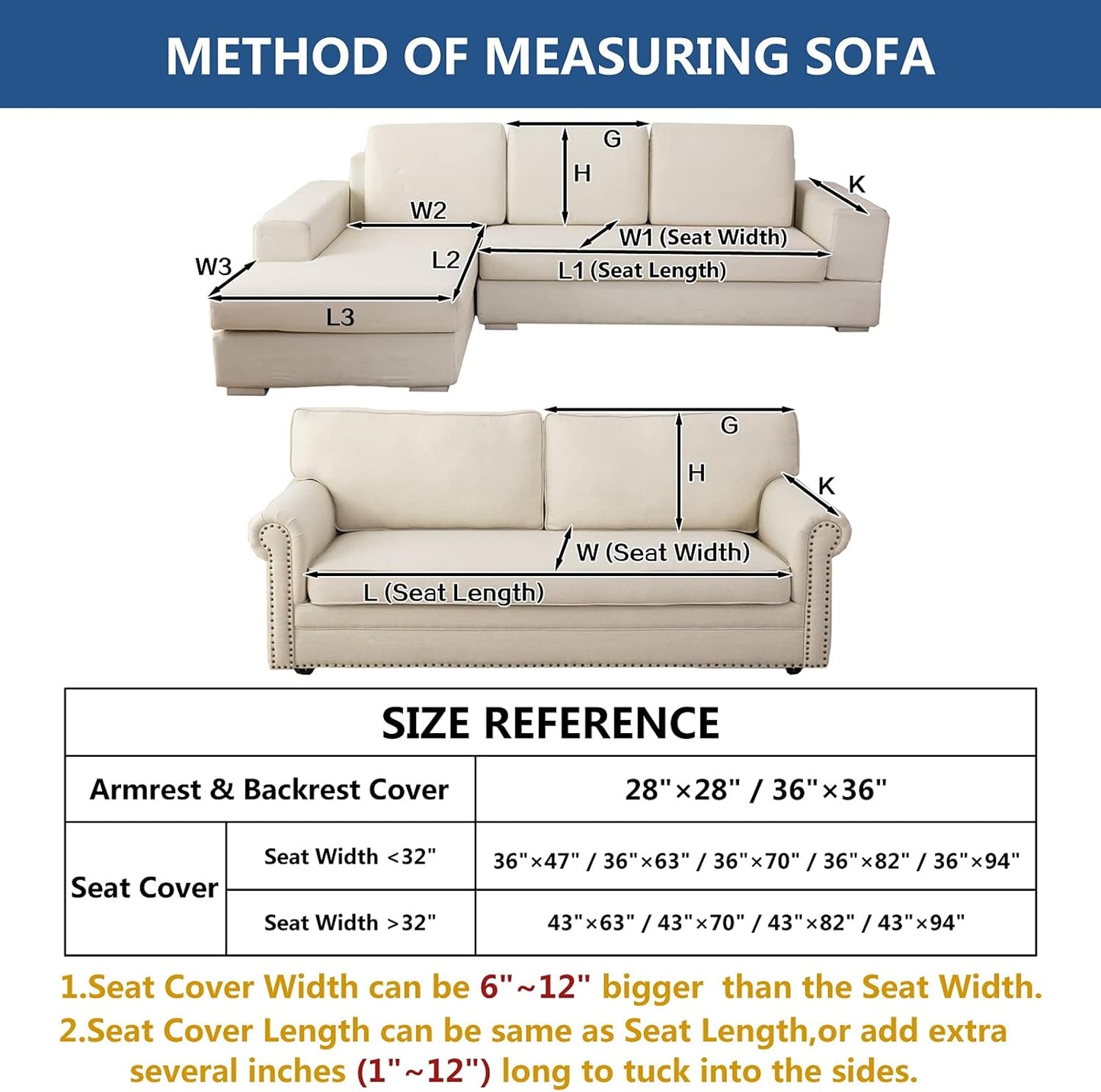 Eismodra Couch Cover,Sectional Couch Covers,Sofa Covers for 3 Cushion Couch,Anti-Slip Sofa Slipcovers for Dogs Cats Kids Loveseat Recliner L Shaped Armrest Backrest,White 43''x94''(Only 1 Piece)