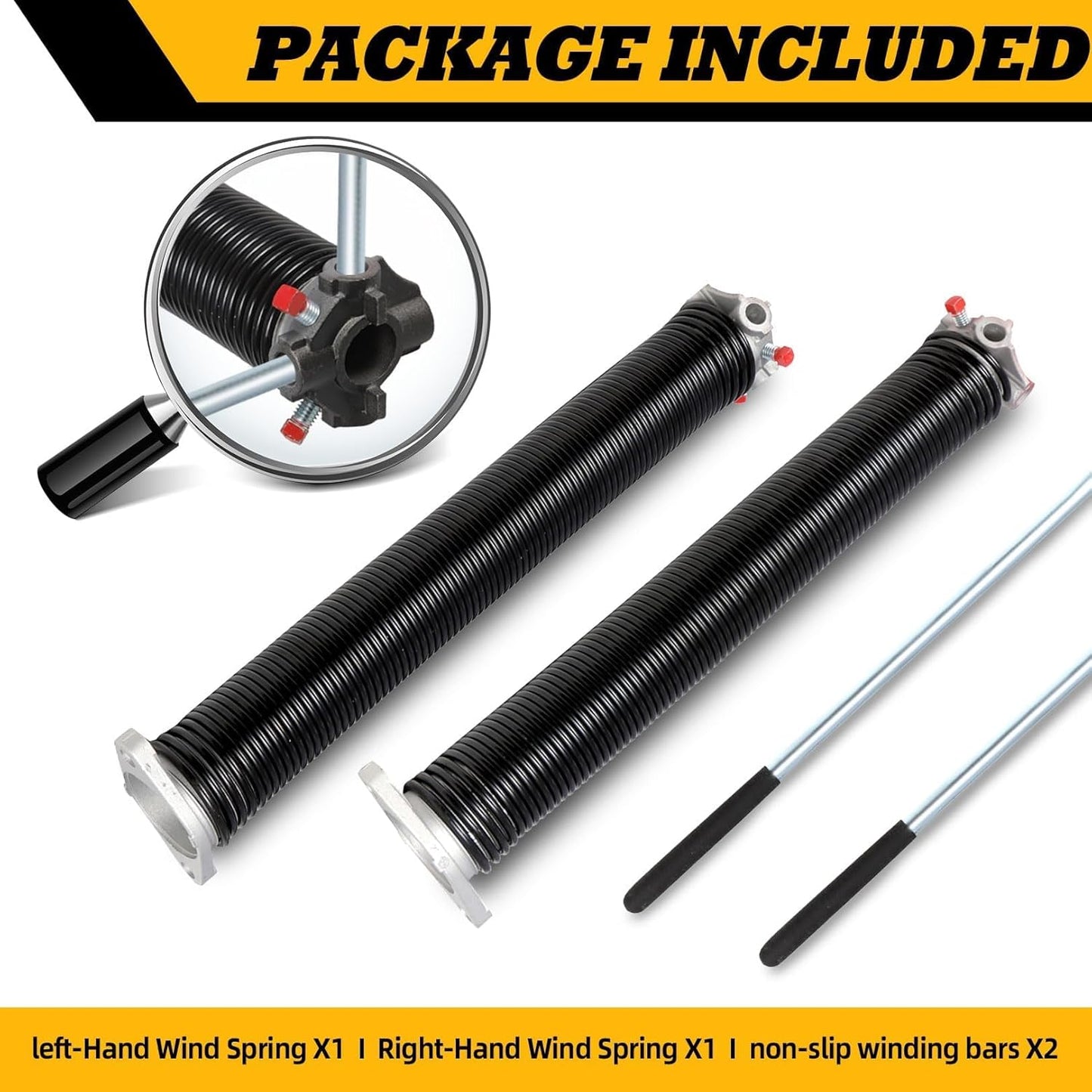 Pair of 2"Garage Door Torsion Springs Set with Non-Slip Winding Bars, Electrophoretic Coated (0.192X2"X18")