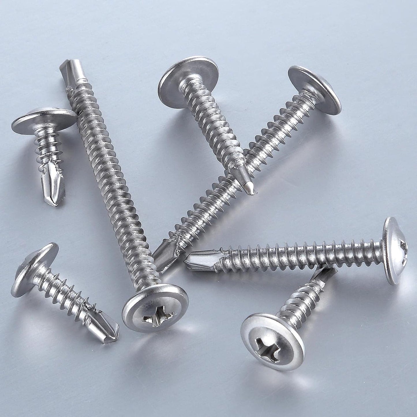 Wensilon（300pcs）#8×3/4”for Sheet Metal Self-Tapping Screws 410 Stainless Steel Truss Head High-Strength Quick Tapping Screws
