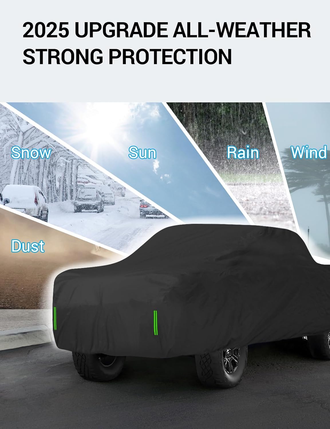 Proadsy 2025 Upgrade Car Cover Compatible with GMC Sierra 1500 Crew Cab Pickup 6.6 Feet Bed 2019-2024 2025 Windproof All Weather Waterproof Sun Rain UV Dust Snow Protection Outdoor Covers