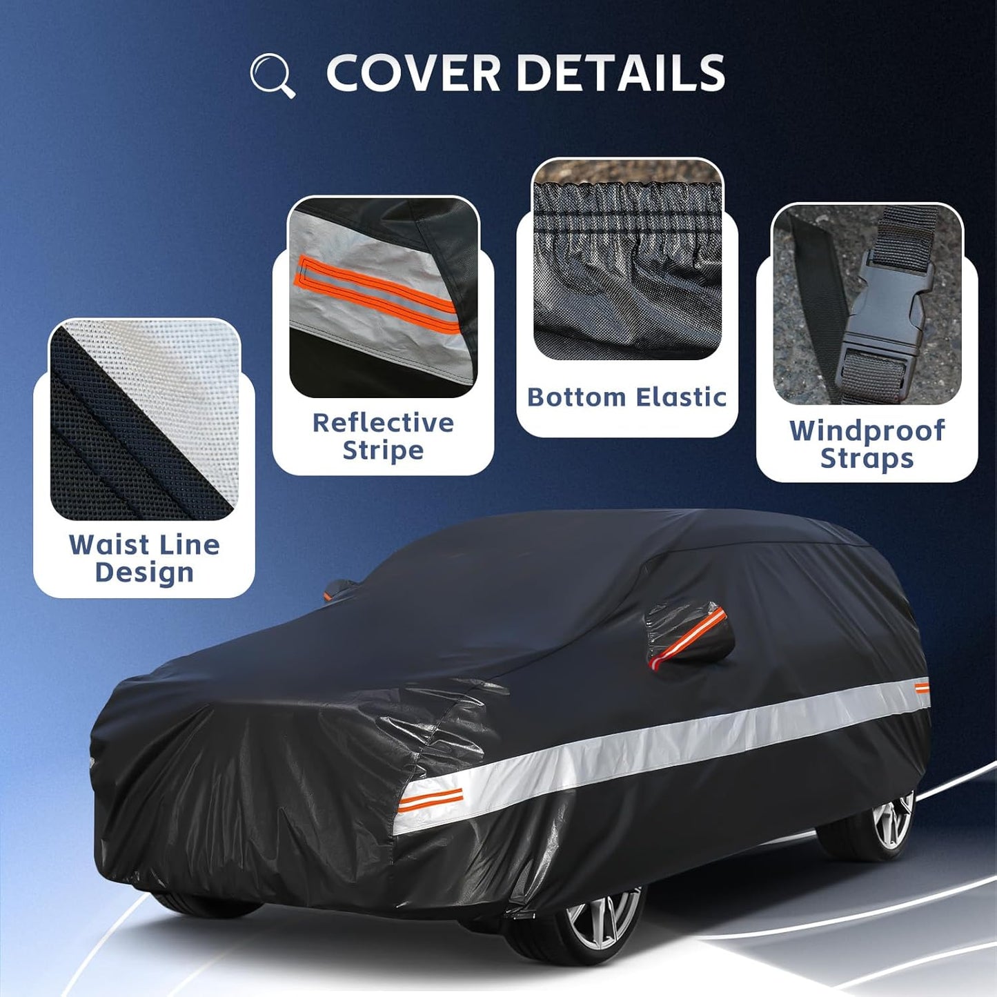 10 Layers SUV Car Cover Custom Fit for Kia Sportage (2010-2024) Waterproof All Weather for Automobiles, Outdoor Full Cover Rain Sun UV Protection with Cotton.Black