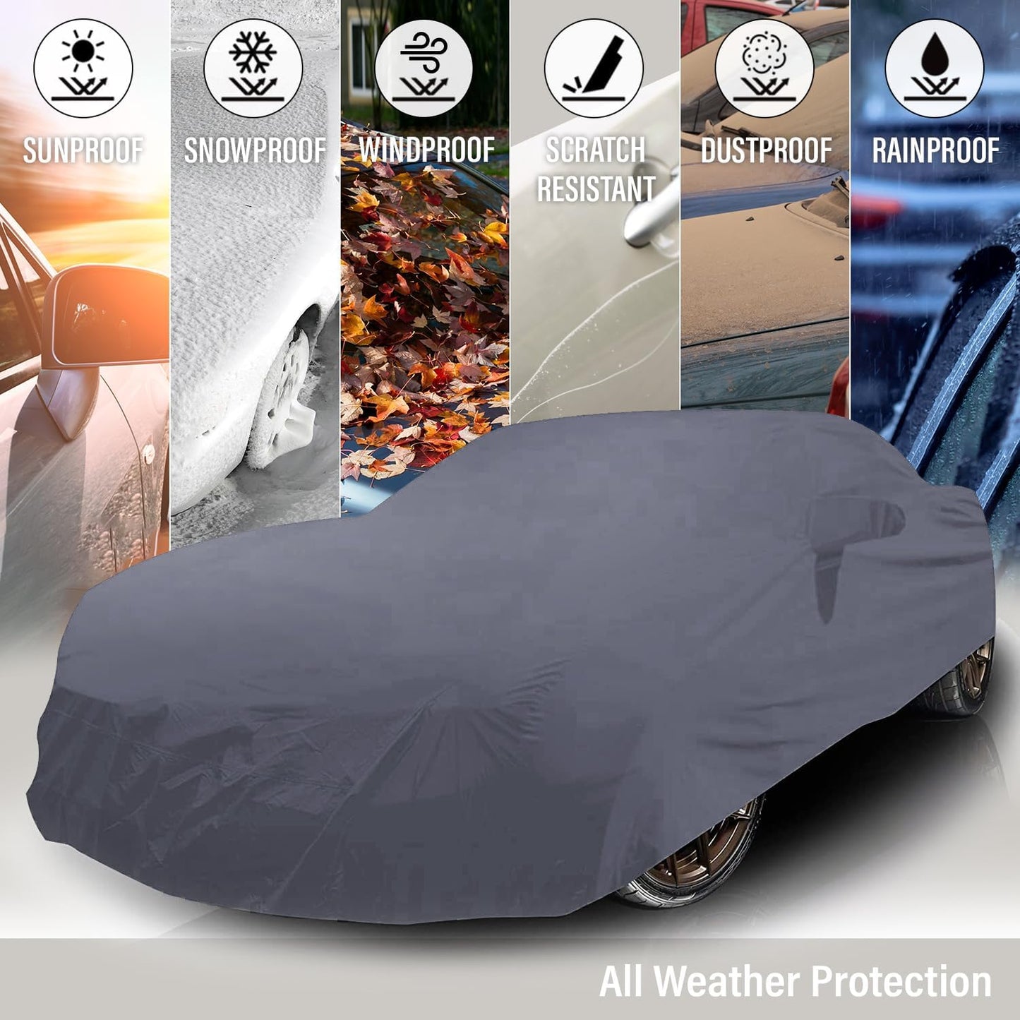 Supreme Full Car Cover – for Pontiac Lemans 1966-1977 Coupe 2-Door Semi Custom Fit Waterproof Full Coverage All Weather Windproof Dust Proof Indoor Outdoor Automobile