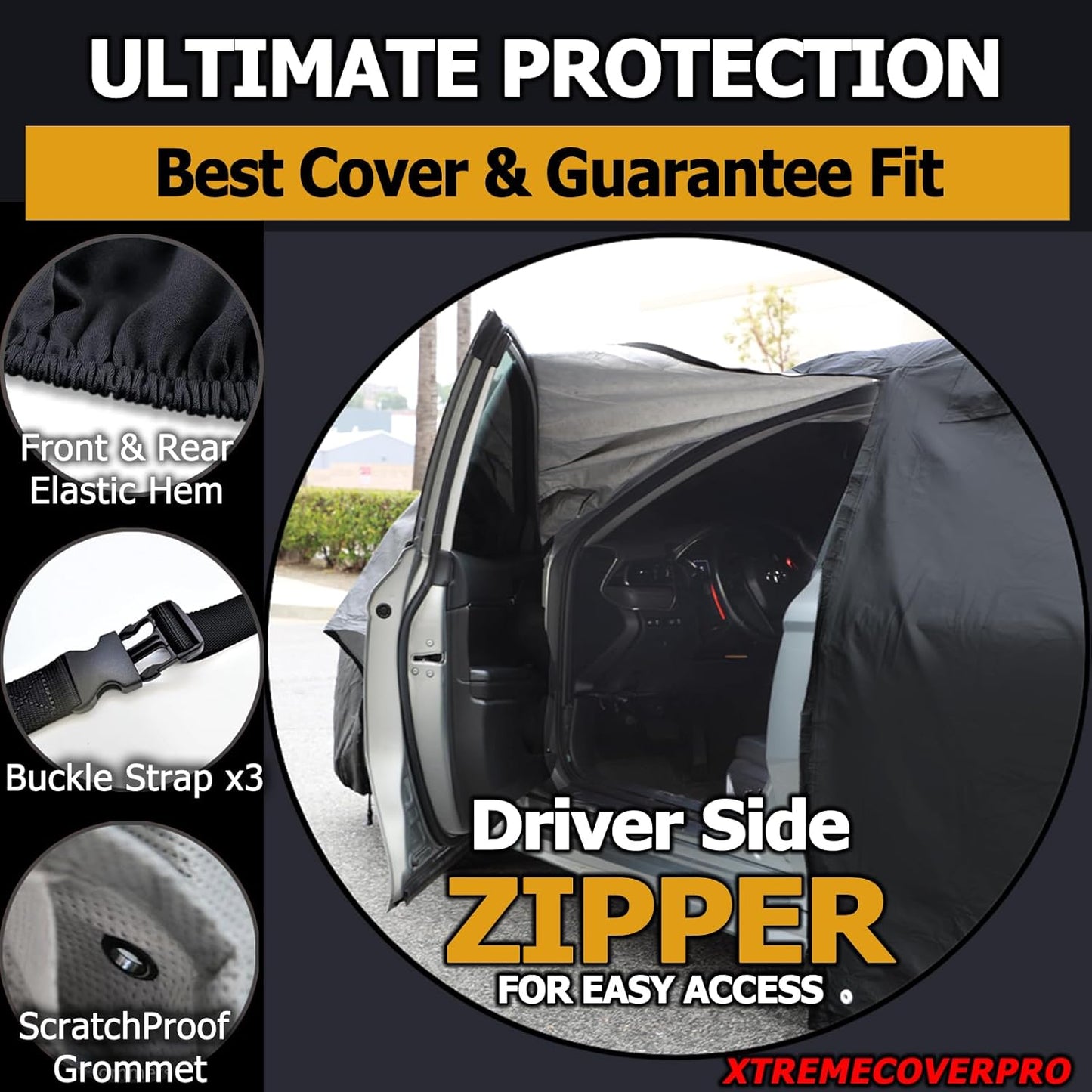 All Weather Waterproof car Cover Good for rain Snow uv Protection dust Compact Sedan Civic Elantra IS300 C320 190E Corolla Jetta A3 240SX Lancer Black
