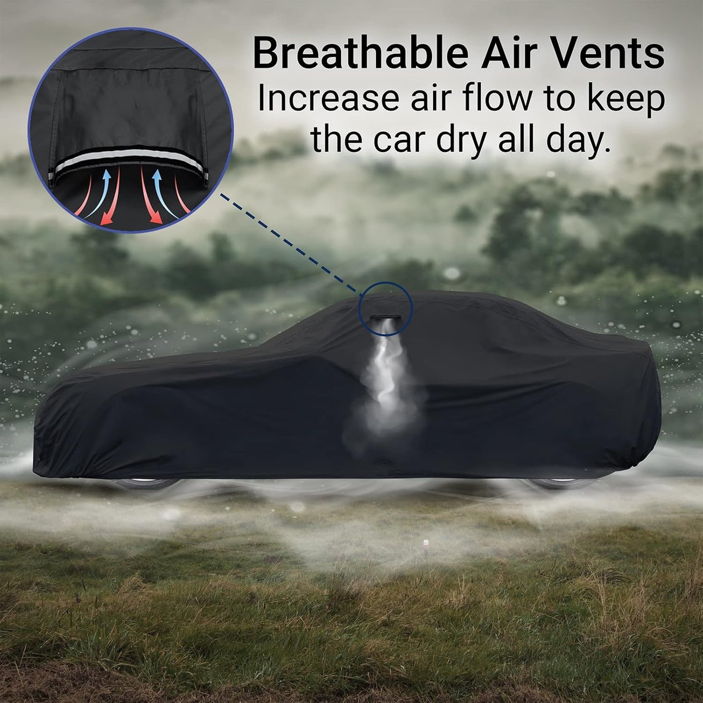iCarCover Custom Car Cover for 1969-1973 Ford Mustang Waterproof All Weather Rain Snow UV Sun Protector Full Exterior Indoor Outdoor Car Cover (Stripe - Black/Gray)