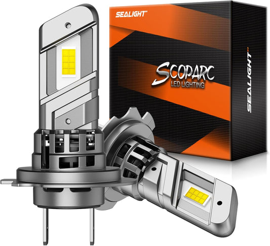 SEALIGHT H7 Bulb, Fog Light 6500K with Cooling Fan, 1:1 Design Fog Light Bulb, 3-Min Plug-N-Play, Pack of 2