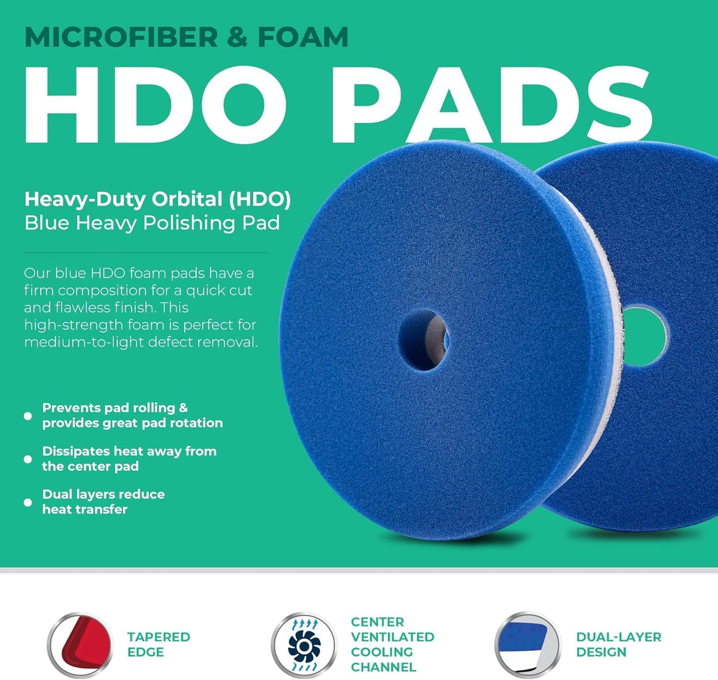 Lake Country 6.5" HDO Orange Foam Polishing Pad (1-Pack) – Premium Heavy Duty Orbital Polishing Pad for Painted Surfaces – Fits 6" Backing Plate