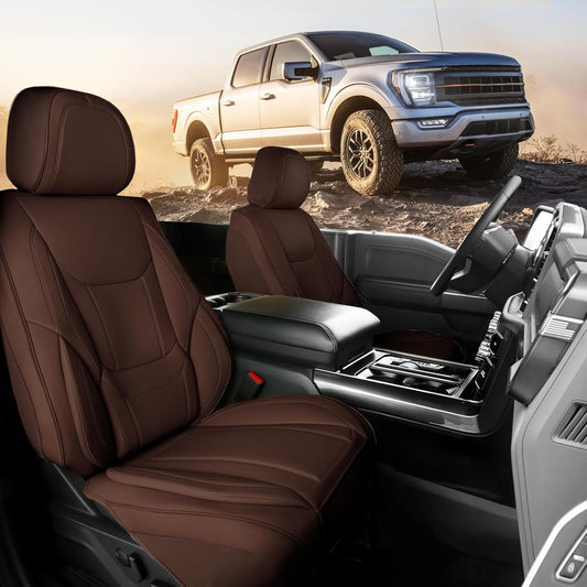 Coverland Custom Car Seat Covers Compatible with 2017-2025 Ridgeline Crew Cab - Premium Leather Non-Slip Memory Foam Waterproof Cover Interior Protector Front Seat-Dark Brown [See Size Chart-Size A22]