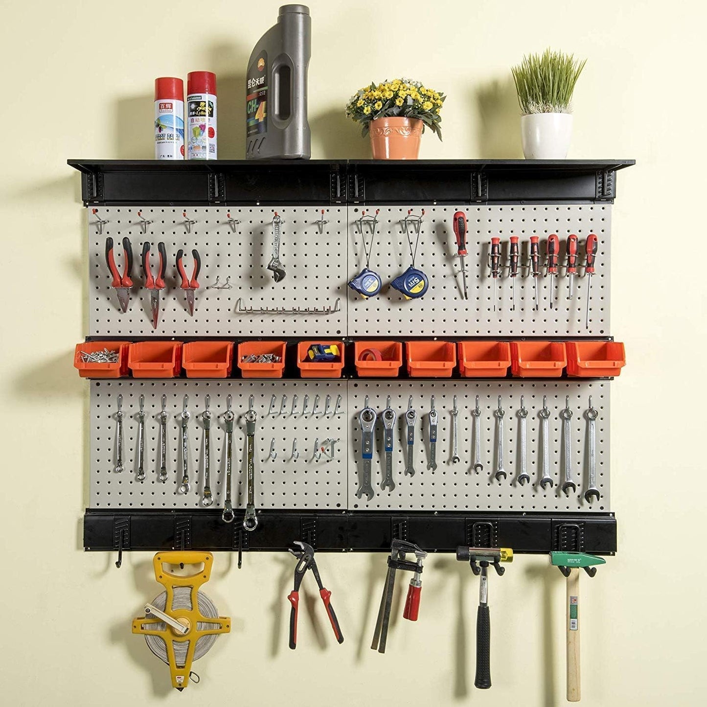 Ultrawall Pegboard Wall Organizer, 48X 36 inch Garage Storage Pegboard with Hooks Storage Bins Tool Board Panel Tool Organizer, 72pcs
