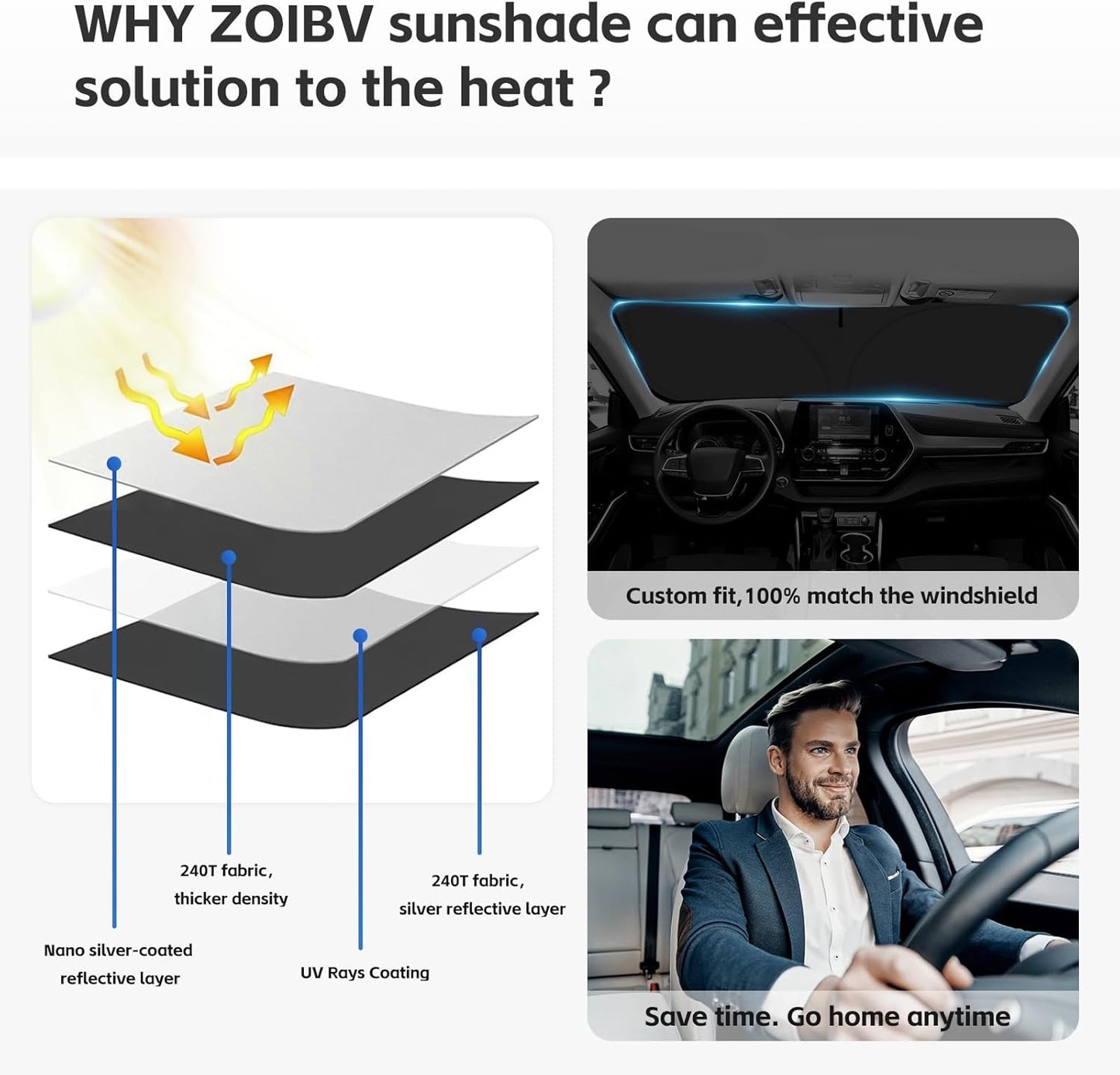 Sun Shade Sunshade for BMW X3 2018-2024 2025 Windshield Cover, 4-Layer Front Window Shade Custom fit X3 Base, xDrive28i, xDrive35i, M Sport SUV Sun Visor 240T Shade Blocks UV Rays Car Accessories