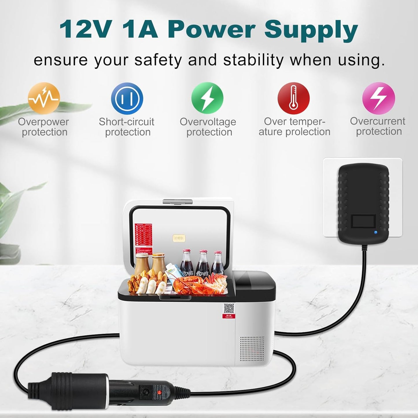 inShareplus 12V 1A 12W AC to DC Converter, 12 Volt Cigarette Lighter Adapter, AC 100~240V to DC 12V Car Lighter Adapter to Wall Outlet Adapter, 12V Power Supply for Car Devices (MP3, Fan, Dash Cam)