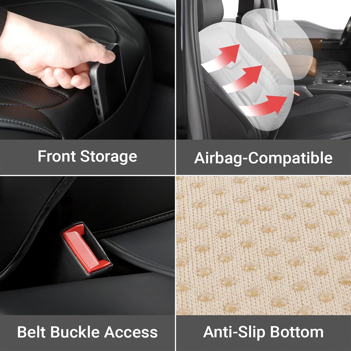 Coverland Custom Car Seat Covers Compatible with Frontier Crew Cab, King Cab - Premium Leather Non-Slip Memory Foam Waterproof Custom Interior Protector Full Set-Black [See Size Chart-Size X137]