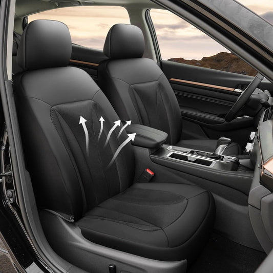 GIANT PANDA Front Seat Cover for Nissan, 3D Air Mesh Car Seat Covers Custom Fit Nissan Rogue Altima Sentra Versa Kicks Frontier Murano Pathfinder Maxima (Black) 2-Pack