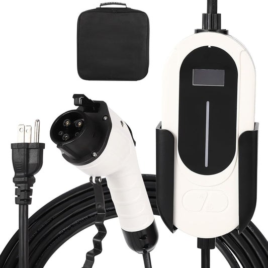 Level 1 EV Charger, 15A 110V Voltage, NEMA 5-15 Plug, 25ft Cable, Adjustable Current/Delay Timer, SAE J1772 Listed Portable Electric Car Charger for Indoor/Outdoor Use