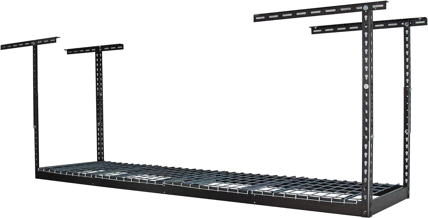 MonsterRax Overhead Garage Storage Rack 2x8, Ceiling Mounted Shelving, Adjustable Hanging Organizer, Heavy Duty Steel, 350 Pound Capacity, Color: Hammertone, Adjusts 24-45" from Ceiling