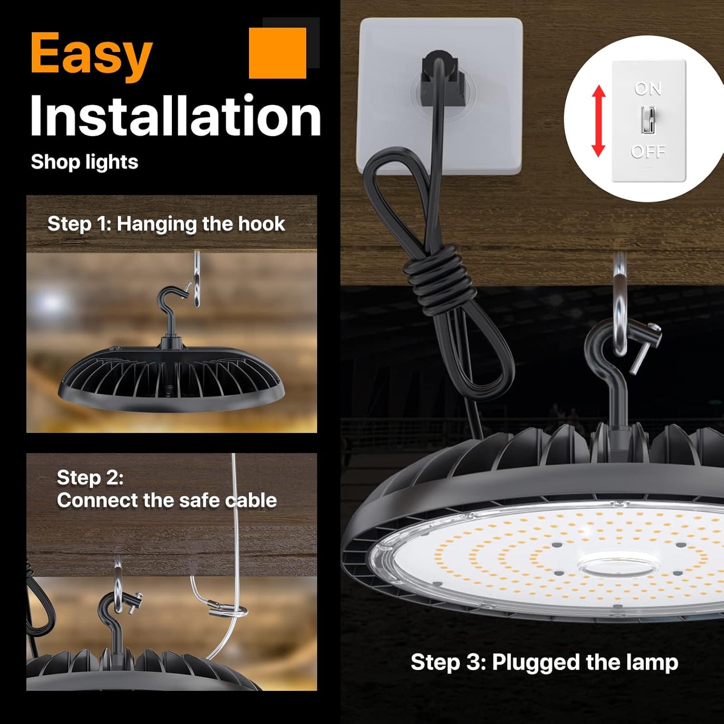 Led High Bay Light 150W, 5000K Bright High Bay Led Lights 22500LM, Durable UFO Bay Lighting (150LM/W) for Workshop, Garage, Barn