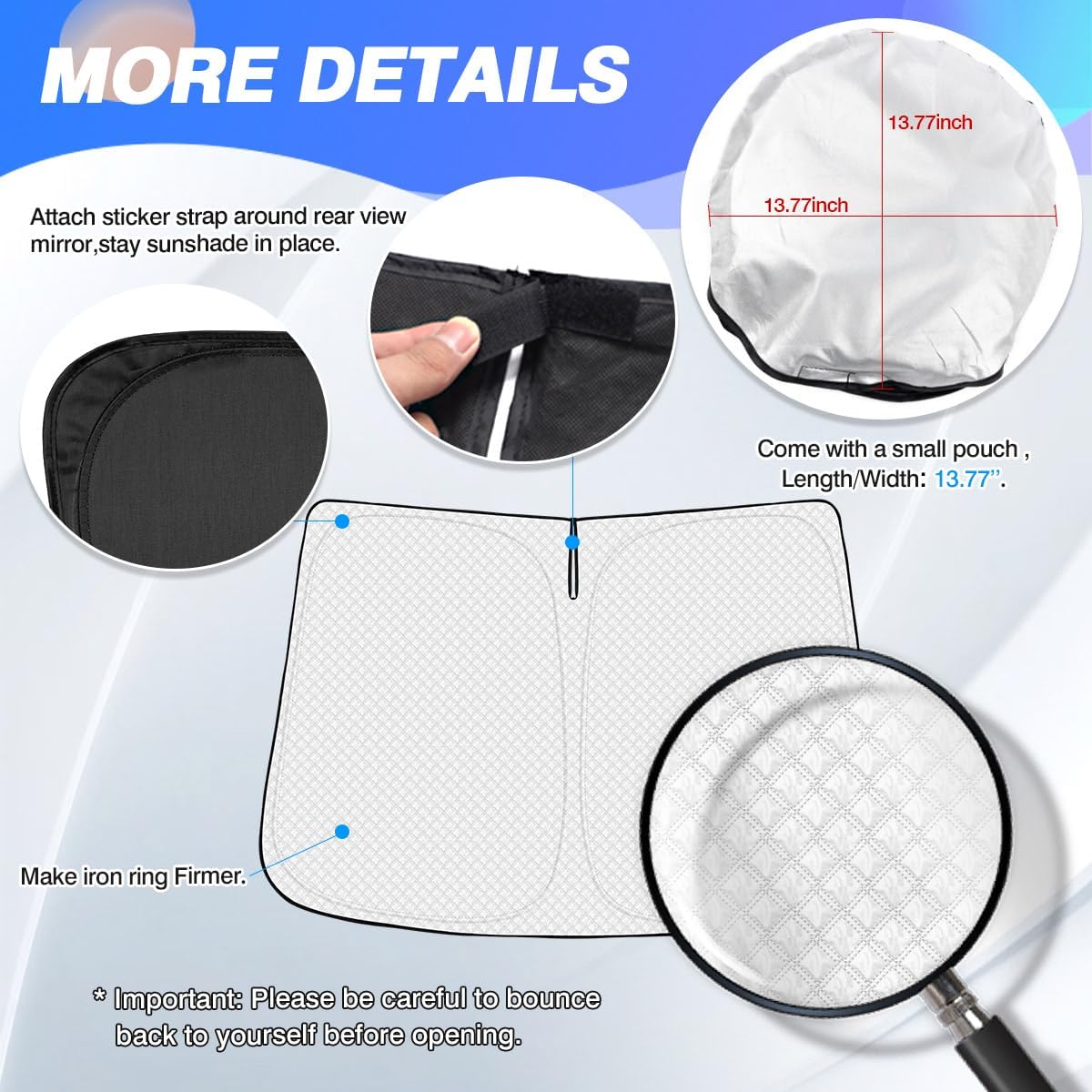 Windshield Sun Shade for 2010-2024 2025 Toyota 4Runner Accessories, Thicken 6-Layer Front Window Sunshade Foldable Window Shade Cover Sun Visor Shield Protector Keep Car Cool
